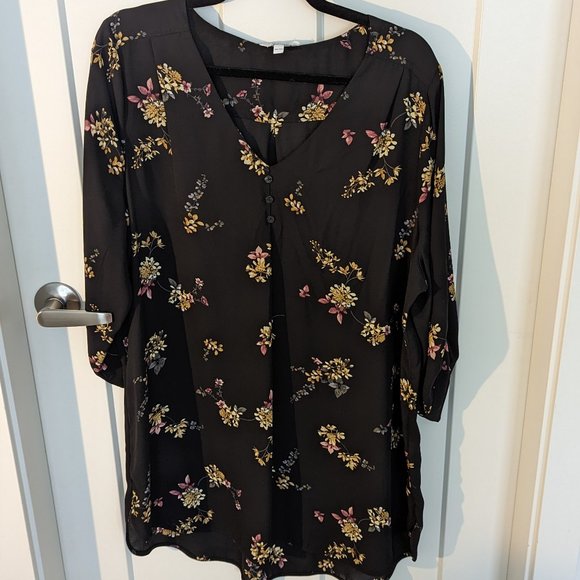 Floral Black Tunic - Picture 1 of 3